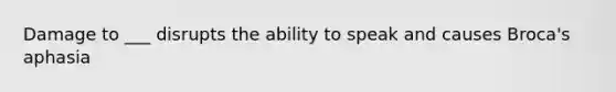 Damage to ___ disrupts the ability to speak and causes Broca's aphasia