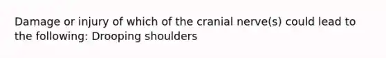 Damage or injury of which of the cranial nerve(s) could lead to the following: Drooping shoulders