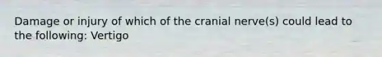 Damage or injury of which of the cranial nerve(s) could lead to the following: Vertigo