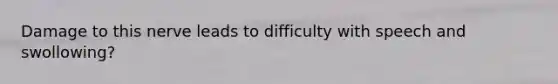 Damage to this nerve leads to difficulty with speech and swollowing?