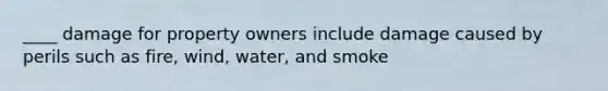 ____ damage for property owners include damage caused by perils such as fire, wind, water, and smoke