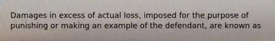 Damages in excess of actual loss, imposed for the purpose of punishing or making an example of the defendant, are known as