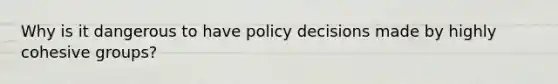 Why is it dangerous to have policy decisions made by highly cohesive groups?