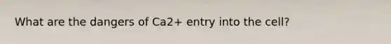 What are the dangers of Ca2+ entry into the cell?