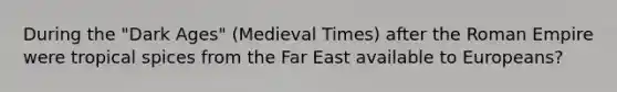 During the "Dark Ages" (Medieval Times) after the Roman Empire were tropical spices from the Far East available to Europeans?