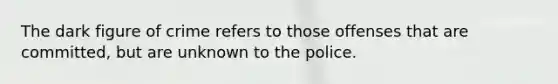 The dark figure of crime refers to those offenses that are committed, but are unknown to the police.​