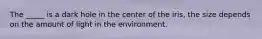 The _____ is a dark hole in the center of the iris, the size depends on the amount of light in the environment.