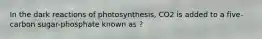 In the dark reactions of photosynthesis, CO2 is added to a five-carbon sugar-phosphate known as ?