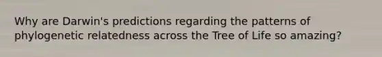 Why are Darwin's predictions regarding the patterns of phylogenetic relatedness across the Tree of Life so amazing?