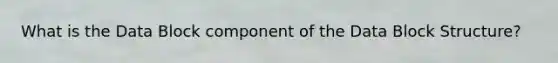 What is the Data Block component of the Data Block Structure?