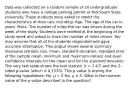 Data was collected on a random sample of 20 undergraduate students who have a college parking permit at Mid-South State University. These students were asked to report the characteristics of their cars including: Age: The age of the car in years. Miles: The number of miles the car was driven during the week of the study. Students were notified at the beginning of the study week and asked to track the number of miles driven. You may assume that all of the students responded and gave accurate information. This output shows several summary measures (sample size, mean, standard deviation, standard error of the sample mean, minimum and maximum values) and even confidence intervals for the mean and for the standard deviation. The very last table shows the test statistic (t = 1.47) and the 2-sided p-value (which is 0.1570). This p-value is testing the following hypotheses: Ho: μ = 5 Ha: μ ≠ 5. What is the numeric value of the p-value described in the question?