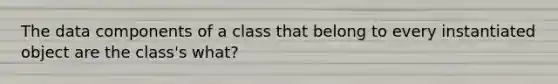 The data components of a class that belong to every instantiated object are the class's what?