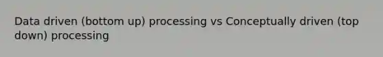 Data driven (bottom up) processing vs Conceptually driven (top down) processing