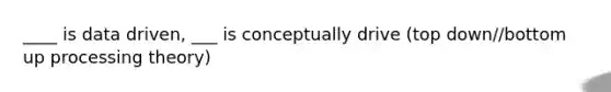 ____ is data driven, ___ is conceptually drive (top down//bottom up processing theory)