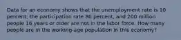 Data for an economy shows that the unemployment rate is 10 percent, the participation rate 80 percent, and 200 million people 16 years or older are not in the labor force. How many people are in the working-age population in this economy?