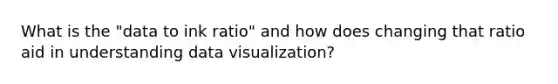 What is the "data to ink ratio" and how does changing that ratio aid in understanding data visualization?