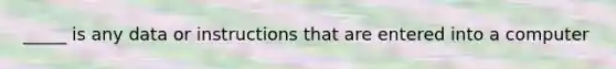 _____ is any data or instructions that are entered into a computer