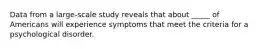 Data from a large-scale study reveals that about _____ of Americans will experience symptoms that meet the criteria for a psychological disorder.