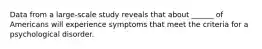 Data from a large-scale study reveals that about ______ of Americans will experience symptoms that meet the criteria for a psychological disorder.