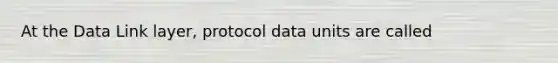 At the Data Link layer, protocol data units are called