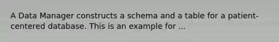 A Data Manager constructs a schema and a table for a patient-centered database. This is an example for ...