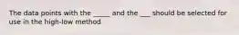 The data points with the _____ and the ___ should be selected for use in the high-low method