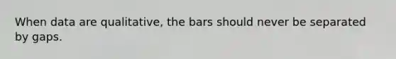 When data are qualitative, the bars should never be separated by gaps.