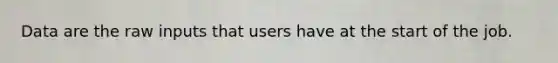 Data are the raw inputs that users have at the start of the job.
