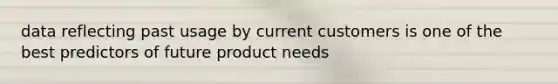 data reflecting past usage by current customers is one of the best predictors of future product needs