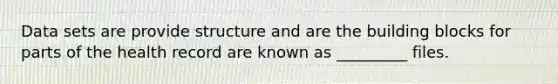 Data sets are provide structure and are the building blocks for parts of the health record are known as _________ files.