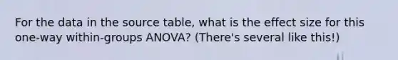 For the data in the source table, what is the effect size for this one-way within-groups ANOVA? (There's several like this!)