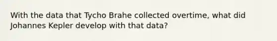 With the data that Tycho Brahe collected overtime, what did Johannes Kepler develop with that data?