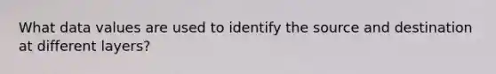 What data values are used to identify the source and destination at different layers?