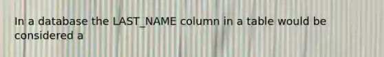 In a database the LAST_NAME column in a table would be considered a