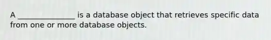 A _______________ is a database object that retrieves specific data from one or more database objects.