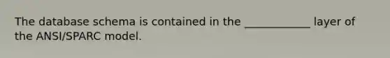 The database schema is contained in the ____________ layer of the ANSI/SPARC model.