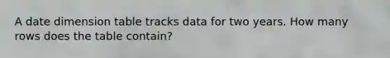 A date dimension table tracks data for two years. How many rows does the table contain?