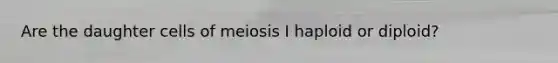 Are the daughter cells of meiosis I haploid or diploid?