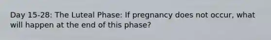 Day 15-28: The Luteal Phase: If pregnancy does not occur, what will happen at the end of this phase?