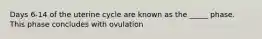 Days 6-14 of the uterine cycle are known as the _____ phase. This phase concludes with ovulation