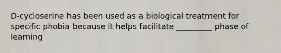 D-cycloserine has been used as a biological treatment for specific phobia because it helps facilitate _________ phase of learning