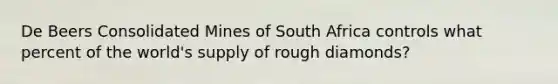 De Beers Consolidated Mines of South Africa controls what percent of the world's supply of rough diamonds?