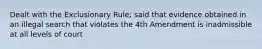 Dealt with the Exclusionary Rule; said that evidence obtained in an illegal search that violates the 4th Amendment is inadmissible at all levels of court