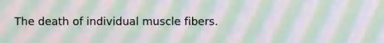 The death of individual muscle fibers.