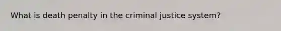 What is death penalty in the criminal justice system?