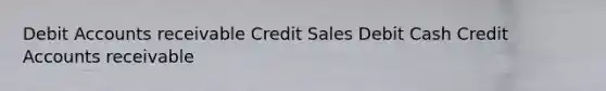 Debit Accounts receivable Credit Sales Debit Cash Credit Accounts receivable