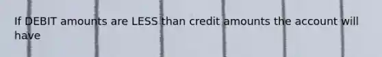 If DEBIT amounts are LESS than credit amounts the account will have