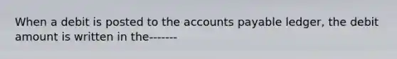 When a debit is posted to the <a href='https://www.questionai.com/knowledge/kWc3IVgYEK-accounts-payable' class='anchor-knowledge'>accounts payable</a> ledger, the debit amount is written in the-------