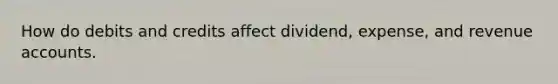 How do debits and credits affect dividend, expense, and revenue accounts.