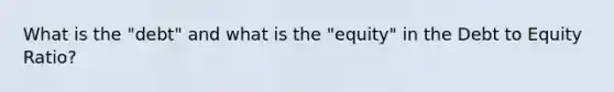 What is the "debt" and what is the "equity" in the Debt to Equity Ratio?